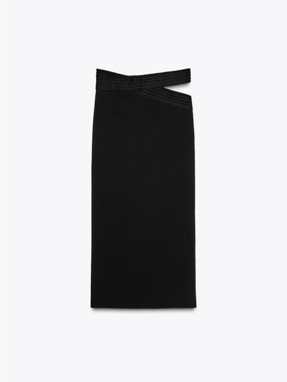 Zara Black Asymmetric Cutout Midi Skirt